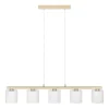Eglo CASTRALVO hanglamp staal, hout nikkel-mat, bruin / textiel wit H: 1100 mm Discount