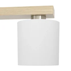 Eglo CASTRALVO hanglamp staal, hout nikkel-mat, bruin / textiel wit H: 1100 mm Discount