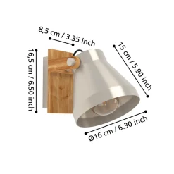 Eglo CAWTON spot staal, hout staal, rustiek bruin H: 195 mm Outlet