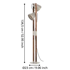 Eglo CAWTON Staande lampen staal, hout staal, rustiek bruin H: 1345 mm Online