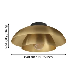 Eglo CENCIARA Plafondarmaturen staal zwart / staal geborsteld messing, goud H: 180 mm | Ø 400 mm