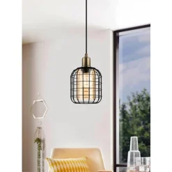 Eglo CHISLE hanglamp staal zwart, gebronsd / glas gestoomd amber H: 1100 mm | Ø 165 mm Hot