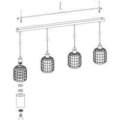 Eglo CHISLE PENDEL 4xE27 ZWART/BRONS/AMBER New