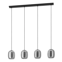 Eglo CIAMPINO hanglamp staal zwart / glas gestoomd grijs H: 1100 mm Hot