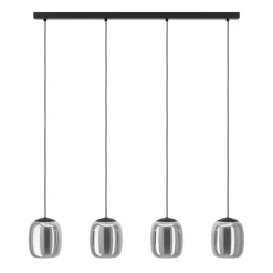 Eglo CIAMPINO hanglamp staal zwart / glas gestoomd grijs H: 1100 mm Hot