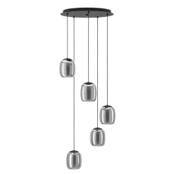 Eglo CIAMPINO hanglamp staal zwart / glas gestoomd grijs H: 1500 mm | Ø 540 mm Discount