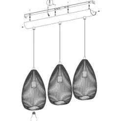 Eglo CLEVEDON hanglamp staal zwart H: 1100 mm Online