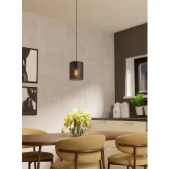 Eglo COLOMERA hanglamp staal zwart / Glas mat grijs H: 1100 mm | Ø 150 mm Best