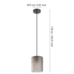 Eglo COLOMERA hanglamp staal zwart / Glas mat grijs H: 1100 mm | Ø 150 mm Best