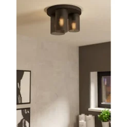 Eglo COLOMERA Plafondarmaturen staal zwart / Glas mat grijs H: 240 mm | Ø 350 mm Best