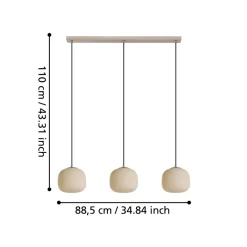 Eglo COMINIO hanglamp staal taupe / glas geëtst zand H: 1100 mm Sale