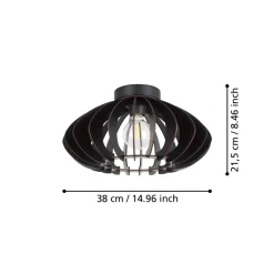 Eglo COSSANO 3 Plafondarmaturen staal zwart / Hout zwart H: 215 mm | Ø 380 mm Discount