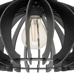 Eglo COSSANO 3 Plafondarmaturen staal zwart / Hout zwart H: 215 mm | Ø 380 mm Discount