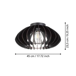 Eglo COSSANO 3 Plafondarmaturen staal zwart / Hout zwart H: 235 mm | Ø 450 mm Online