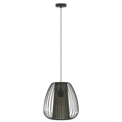Eglo CURASAO hanglamp staal zwart / staal, textiel zwart, goud H: 1100 mm | Ø 335 mm New
