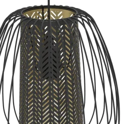 Eglo CURASAO hanglamp staal zwart / staal, textiel zwart, goud H: 1100 mm | Ø 335 mm New