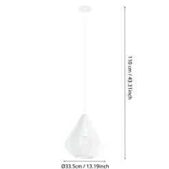 Eglo DOLWEN hanglamp staal wit / textiel wit H: 1100 mm | Ø 335 mm New