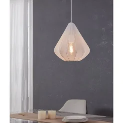 Eglo DOLWEN hanglamp staal wit / textiel wit H: 1100 mm | Ø 335 mm New