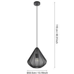 Eglo DOLWEN hanglamp staal zwart / textiel zwart H: 1100 mm | Ø 335 mm Sale