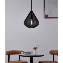 Eglo DOLWEN hanglamp staal zwart / textiel zwart H: 1100 mm | Ø 335 mm Sale
