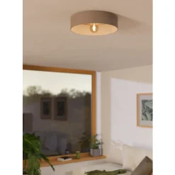 Eglo DUAIA Plafondarmaturen staal taupe-structuur / hout, staal bruin, geborsteld messing H: 160 mm | Ø 420 mm Online