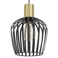 Eglo EMPOLI hanglamp staal zwart, geborsteld messing H: 1100 mm | Ø 200 mm New