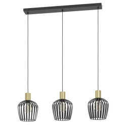 Eglo EMPOLI hanglamp staal zwart, geborsteld messing H: 1100 mm Outlet