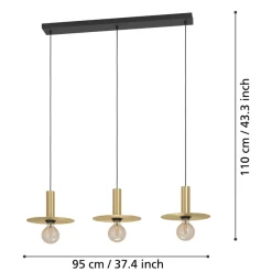 Eglo ESCANDELL hanglamp staal zwart, geborsteld messing H: 1100 mm Best