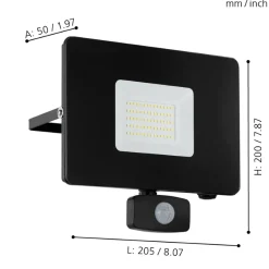 Eglo FAEDO 3 Wandlamp aluminium zwart / Glas helder H: 200 mm