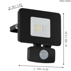 Eglo FAEDO 3 Wandlamp aluminium zwart / Glas helder H: 135 mm Hot