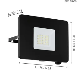 Eglo FAEDO 3 Wandlamp aluminium zwart / Glas helder H: 135 mm Discount