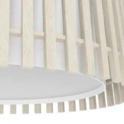 Eglo FATTORIA Plafondarmaturen staal zwart / hout, textiel natuur, wit H: 240 mm | Ø 380 mm Best