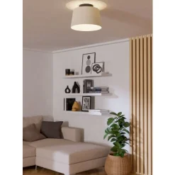 Eglo FEBRES Plafondarmaturen staal zwart / textiel wit H: 250 mm | Ø 350 mm New