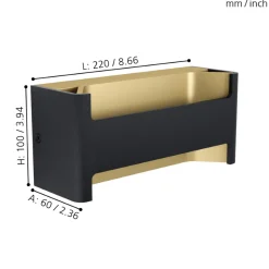 Eglo FELONICHE Wandlamp aluminium zwart, goud / Kunststof transparant H: 100 mm Outlet