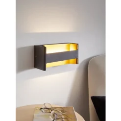 Eglo FELONICHE Wandlamp aluminium zwart, goud / Kunststof transparant H: 100 mm Outlet