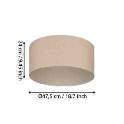 Eglo FENIGLIA Plafondarmaturen staal zwart / textiel, linnen natuur H: 240 mm | Ø 475 mm Sale