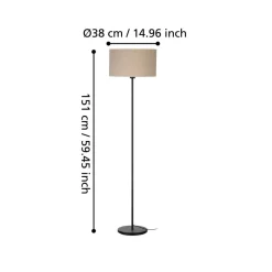 Eglo FENIGLIA Staande lampen staal zwart / textiel, linnen natuur H: 1510 mm | Ø 380 mm Clearance