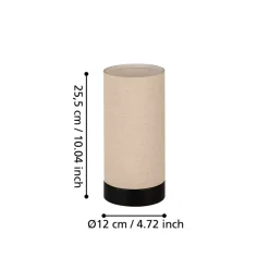 Eglo FENIGLIA Tafellampen staal zwart / textiel, linnen natuur H: 255 mm | Ø 120 mm Hot
