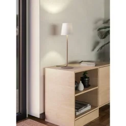 Eglo FIORANA Tafellampen staal zandkleuren / textiel wit H: 530 mm | Ø 150 mm