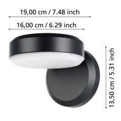 Eglo FORNACI Wandlamp staal zwart / Kunststof wit H: 135 mm Outlet