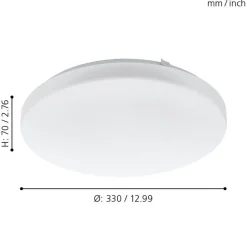 Eglo FRANIA Wand-/plafondlamp staal wit / Kunststof wit H: 70 mm | Ø 330 mm Hot