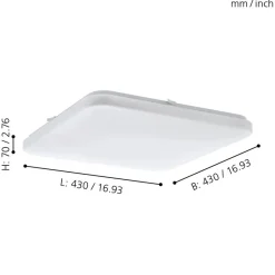 Eglo FRANIA Wand-/plafondlamp staal wit / Kunststof wit H: 70 mm Online