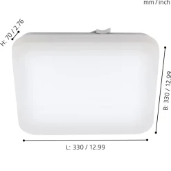 Eglo FRANIA Wand-/plafondlamp staal wit / Kunststof wit H: 70 mm Hot