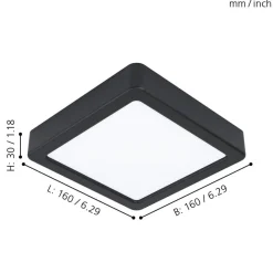 Eglo FUEVA 5 opbouwarmatuur staal zwart / Kunststof wit H: 28 mm Discount