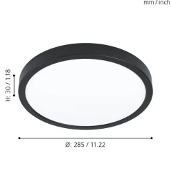 Eglo FUEVA 5 opbouwarmatuur staal zwart / Kunststof wit H: 28 mm | Ø 285 mm Discount