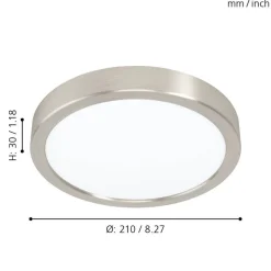 Eglo FUEVA 5 opbouwarmatuur staal nikkel-mat / Kunststof wit H: 28 mm | Ø 210 mm New