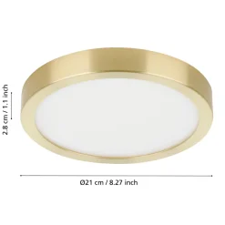 Eglo FUEVA 5 opbouwarmatuur staal geelkoper-geborsteld / Kunststof wit H: 28 mm | Ø 210 mm New