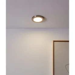 Eglo FUEVA FLEX inbouwarmatuur aluminium nikkel-mat / Kunststof wit H: 2 mm | Ø 117 mm