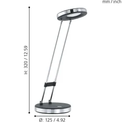 Eglo GEXO Tafellampen kunststof, staal zwart, chroom H: 320 mm | Ø 125 mm Clearance