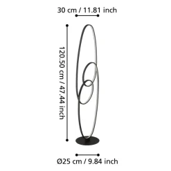 Eglo GIANELLA Staande lampen aluminium, staal zwart / Kunststof wit H: 1205 mm